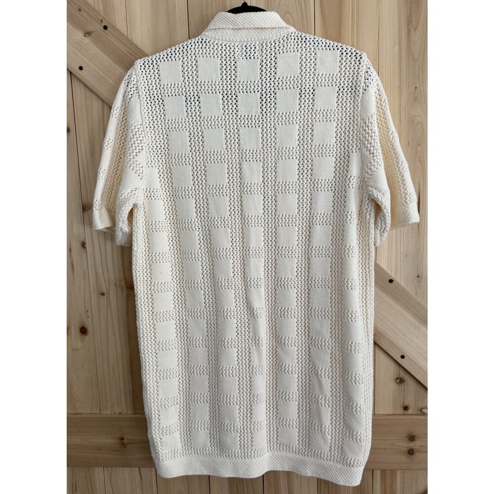 Bae. Maternity Open Knit 100% Cotton Button Up Short Sleeve Vanilla Dress Sz S - Picture 2 of 9